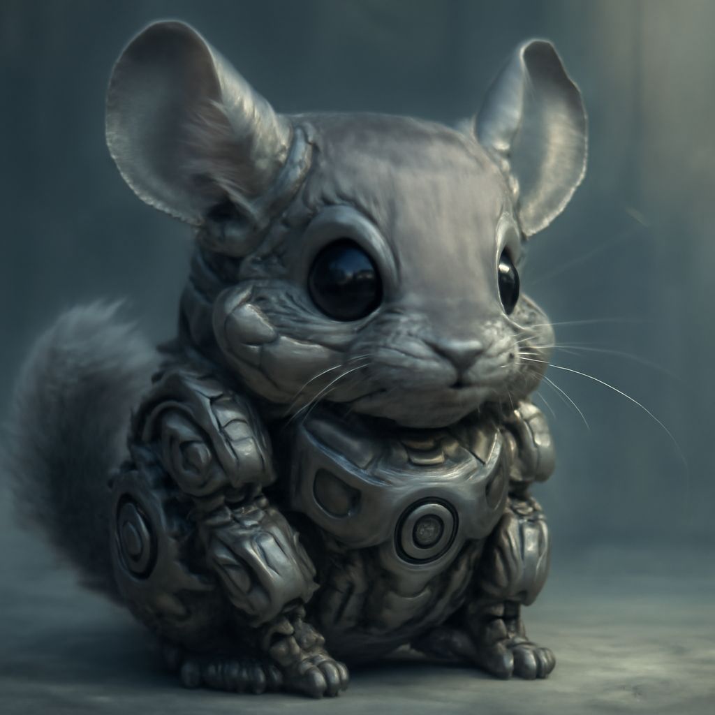 Illustration style robot futuriste d’un chinchilla