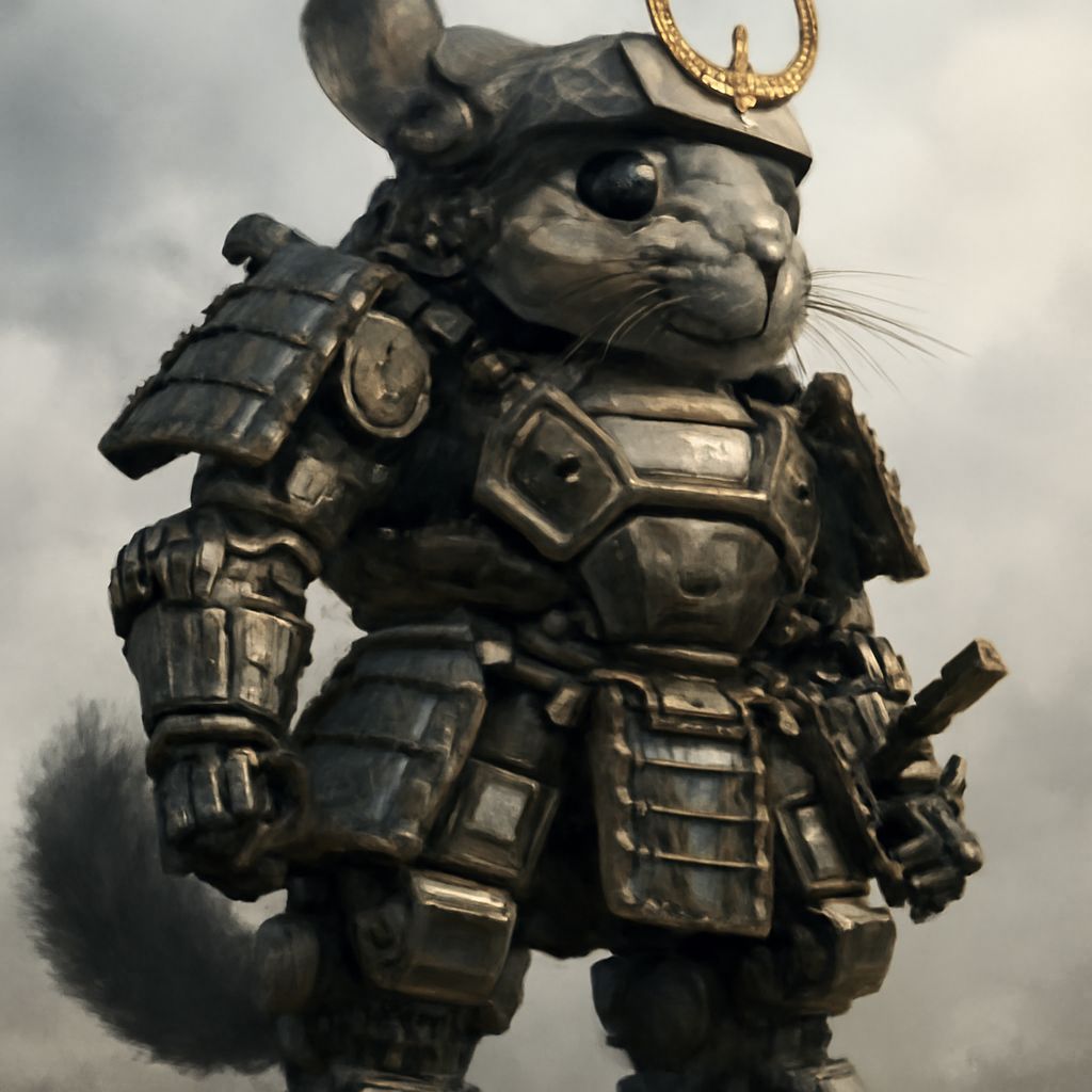 Illustration de chinchilla en armure de samouraï
